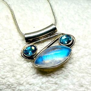 Moonstone and Blue Crystal Pendant